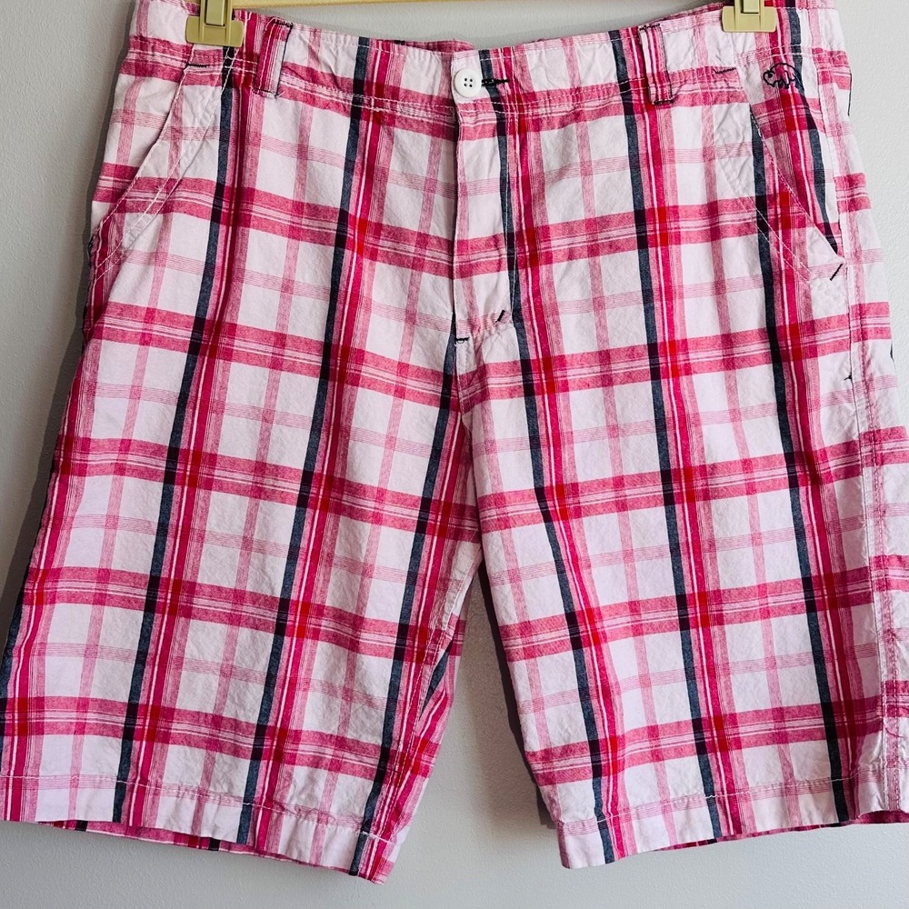 Buffalo David Bitton Red Plaid Shorts 38 Casual Outdoor Wear